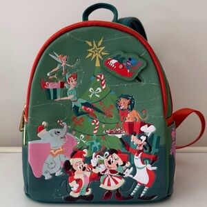 Disney Parks Loungefly Christmas Backpack Mickey & Friends Holiday NWOT